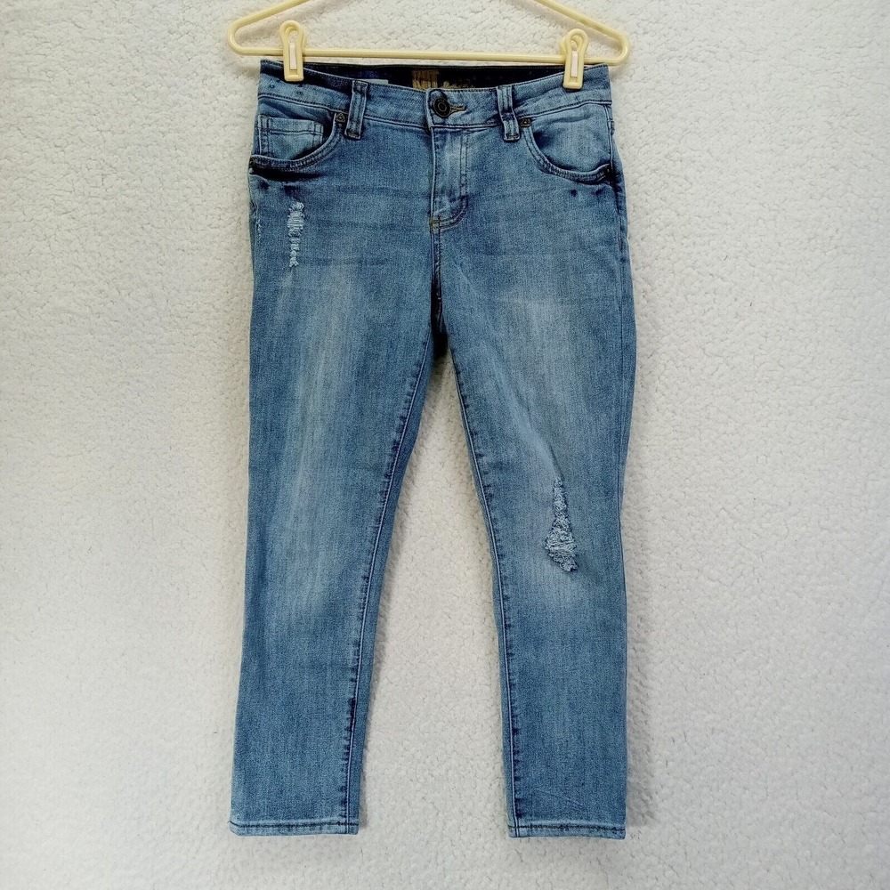 Kut from the Kloth Jeans Women 0P Bardot Crop Skinny Botfriend Petite Distressed